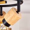 Sezze Plafondlamp Hout licht, Zwart, 3-lichts