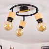 Sezze Plafondlamp Hout licht, Zwart, 3-lichts