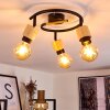 Sezze Plafondlamp Hout licht, Zwart, 3-lichts