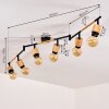 Sezze Plafondlamp Hout licht, Zwart, 6-lichts