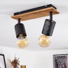Raccuia Plafondlamp Hout donker, Zwart, 2-lichts