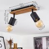 Raccuia Plafondlamp Hout donker, Zwart, 2-lichts