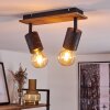 Raccuia Plafondlamp Hout donker, Zwart, 2-lichts