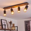 Raccuia Plafondlamp Hout donker, Zwart, 4-lichts