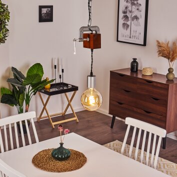 Hautahi Hanger Grijs, Hout donker, 1-licht