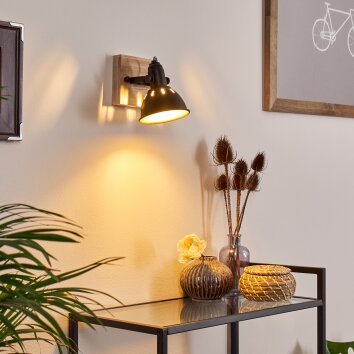 Tina Muurlamp Hout donker, Zwart, 1-licht