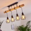 Yaak Plafondlamp Hout licht, Zwart, 4-lichts