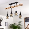 Yaak Plafondlamp Hout licht, Zwart, 4-lichts