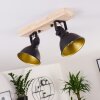Tina Plafondlamp Hout donker, Zwart, 2-lichts