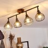Omba Plafondlamp Hout donker, Zwart, 4-lichts