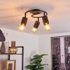 Raccuia Plafondlamp Hout donker, Zwart, 3-lichts