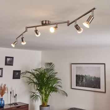 Oula Plafondlamp LED Nikkel mat, 6-lichts