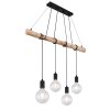 Globo AUSTON Hanger Hout licht, Zwart, 4-lichts