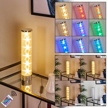 Hatara Tafellamp LED Chroom, 1-licht, Afstandsbediening, Kleurwisselaar