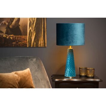 Lucide VELVET Tafellamp Blauw, Messing, 1-licht