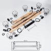 Gondo Plafondlamp Hout licht, Zwart, 6-lichts