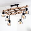 Gondo Plafondlamp Hout licht, Zwart, 6-lichts