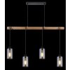 Globo HADERA Hanger Hout licht, Zwart, 4-lichts
