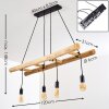 Palmetto Hanglamp Hout licht, Zwart, 4-lichts