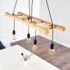 Palmetto Hanglamp Hout licht, Zwart, 4-lichts