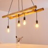 Palmetto Hanglamp Hout licht, Zwart, 4-lichts