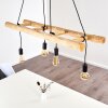 Palmetto Hanglamp Hout licht, Zwart, 4-lichts