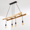 Palmetto Hanglamp Hout licht, Zwart, 4-lichts