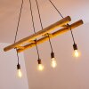Palmetto Hanglamp Hout licht, Zwart, 4-lichts