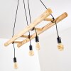 Palmetto Hanglamp Hout licht, Zwart, 4-lichts