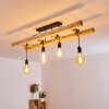 Palmetto Plafondlamp Hout licht, Zwart, 4-lichts