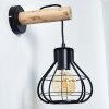 Gainesville Muurlamp Hout licht, Zwart, 1-licht