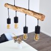 Ajaccio Hanglamp Hout donker, Zwart, 4-lichts