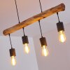 Ajaccio Hanglamp Hout donker, Zwart, 4-lichts