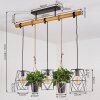 Taheramo Hanglamp Hout licht, Zwart, 3-lichts