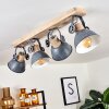 Orny Plafondlamp Grijs, Hout licht, 4-lichts