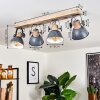 Orny Plafondlamp Grijs, Hout licht, 4-lichts