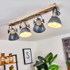Orny Plafondlamp Grijs, Hout licht, 4-lichts