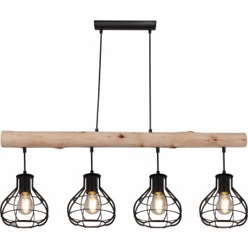 Globo CLASTRA Hanger Hout donker, Zwart, 4-lichts