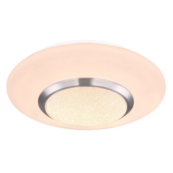 Globo CANDIDA Plafondlamp LED Nikkel mat, Wit, 1-licht, Afstandsbediening, Kleurwisselaar