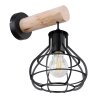 Globo CLASTRA Muurlamp Hout licht, Zwart, 1-licht