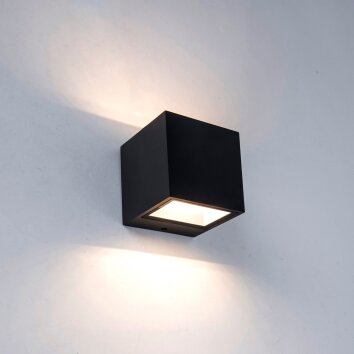 Lutec GEMINI Buiten muurverlichting LED Zwart, 2-lichts
