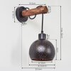 Imana Muurlamp Hout donker, Zwart, 1-licht