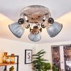 Orny Plafondlamp Hout licht, Nikkel mat, 3-lichts