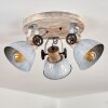 Orny Plafondlamp Hout licht, Nikkel mat, 3-lichts