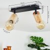 Vasanello Plafondlamp Hout licht, Zwart, 2-lichts