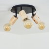 Vasanello Plafondlamp Hout licht, Zwart, 3-lichts
