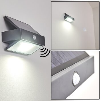 Wiborg Solarlamp LED Antraciet, 1-licht, Bewegingsmelder