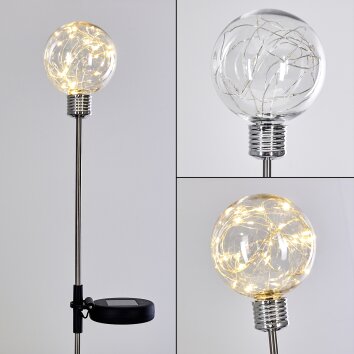 Hilda Solarlamp LED Chroom, Transparant, Helder, 20-lichts