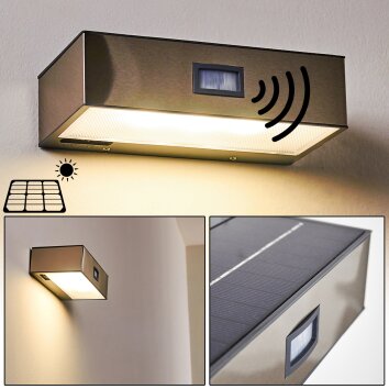 Attu Solarlamp LED Nikkel mat, 1-licht, Bewegingsmelder