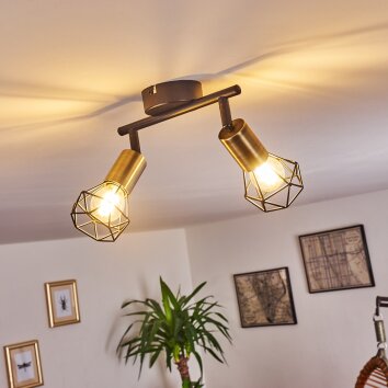 Baripada Plafondlamp Messing, Zwart, 2-lichts